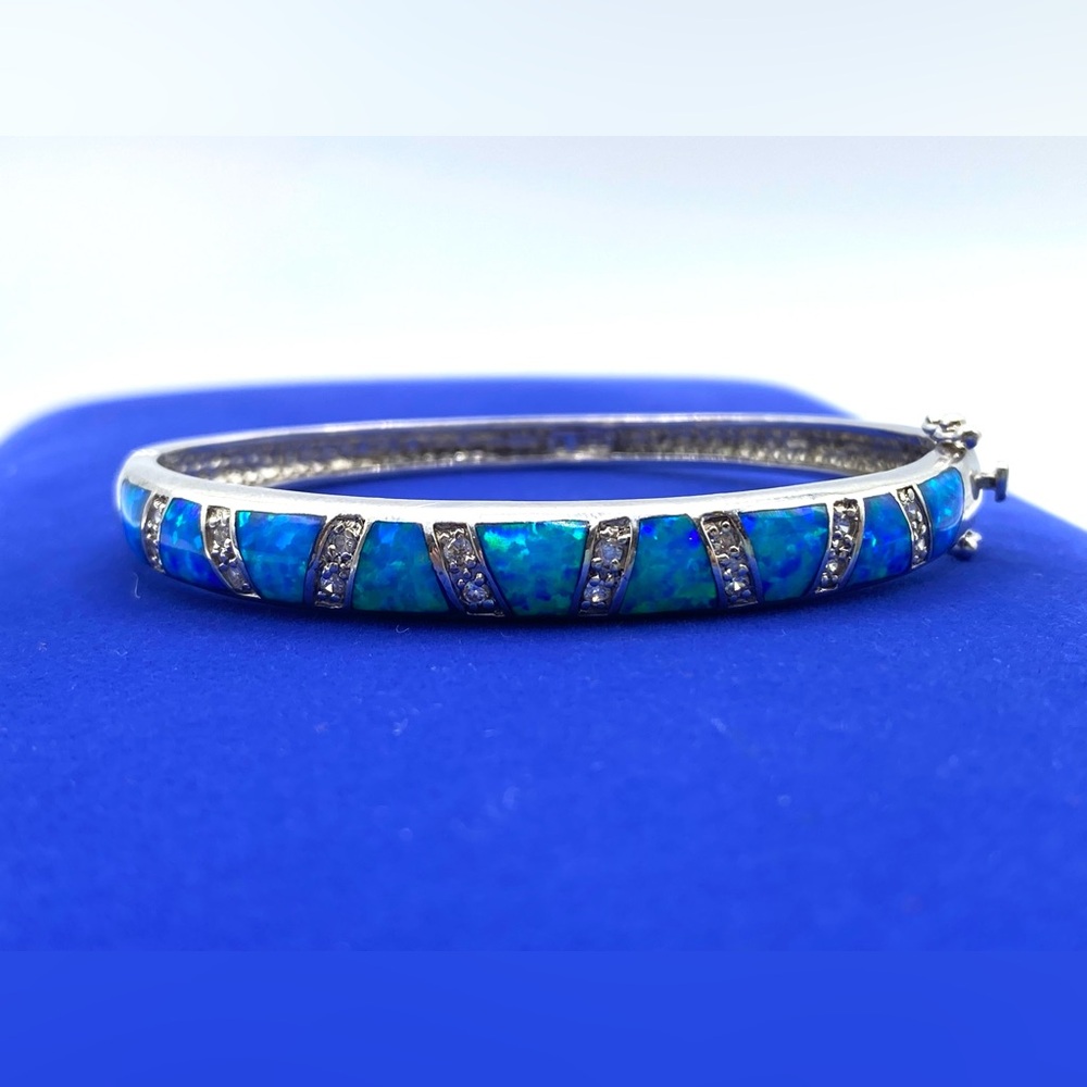 Sterling Silver CZ & Opal Bracelet